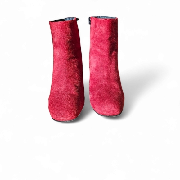 Eric Michael Arco Red Suede Chunky Heel Ankle Boots Size 36/5 - Picture 10 of 12